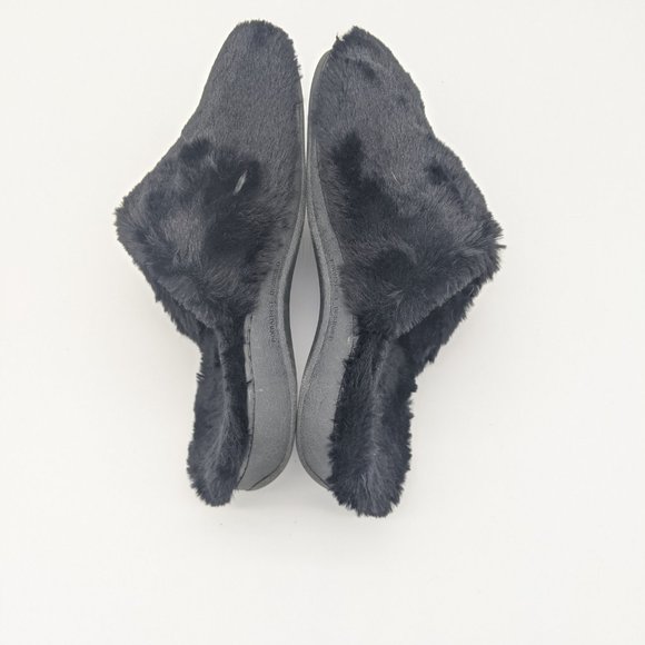 Vionic Women's Black Fuzzy Gemma Mule Slippers 9 - Picture 4 of 7